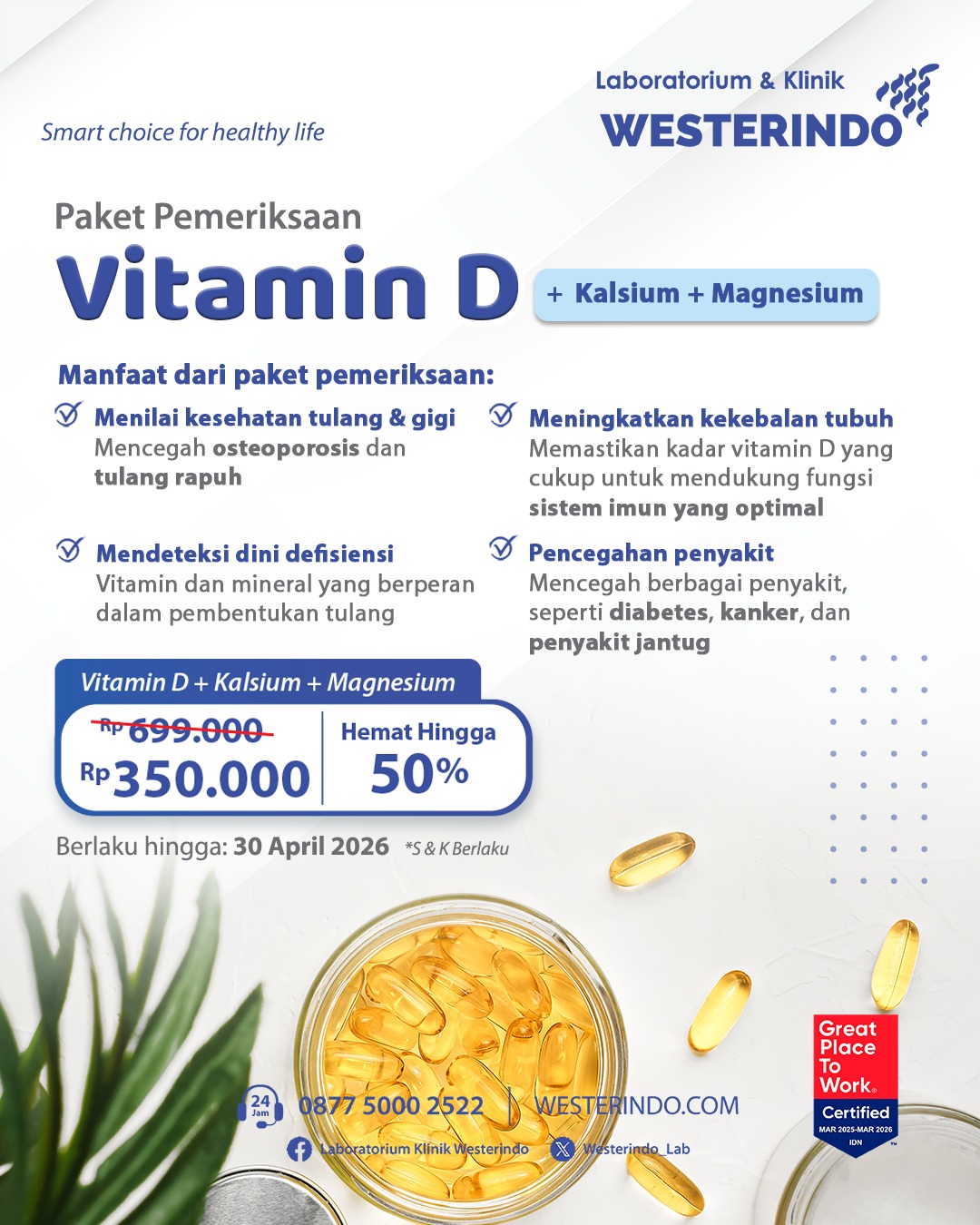 Paket Pemeriksaan Vitamin D + Kalsium + Magnesium