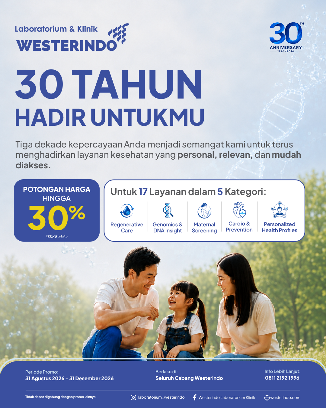 30 Tahun Hadir Untukmu: Promo Kesehatan Westerindo Hingga 30% di Ulang Tahun ke-30