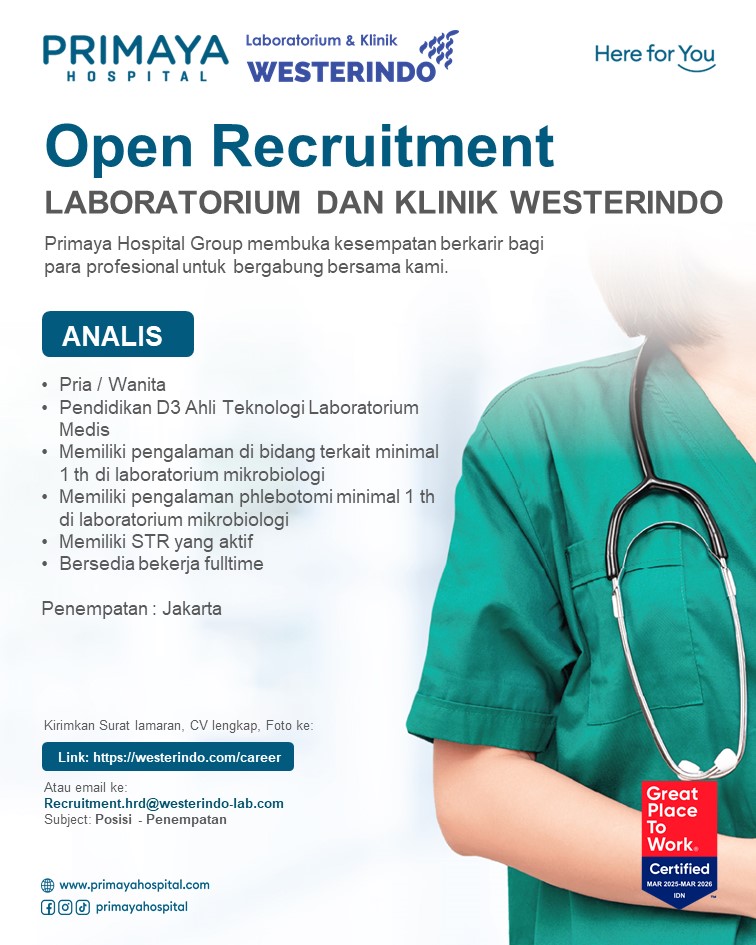 Analis Mikrobiologi - Westerindo Pusat (Cipaku&Wolter)