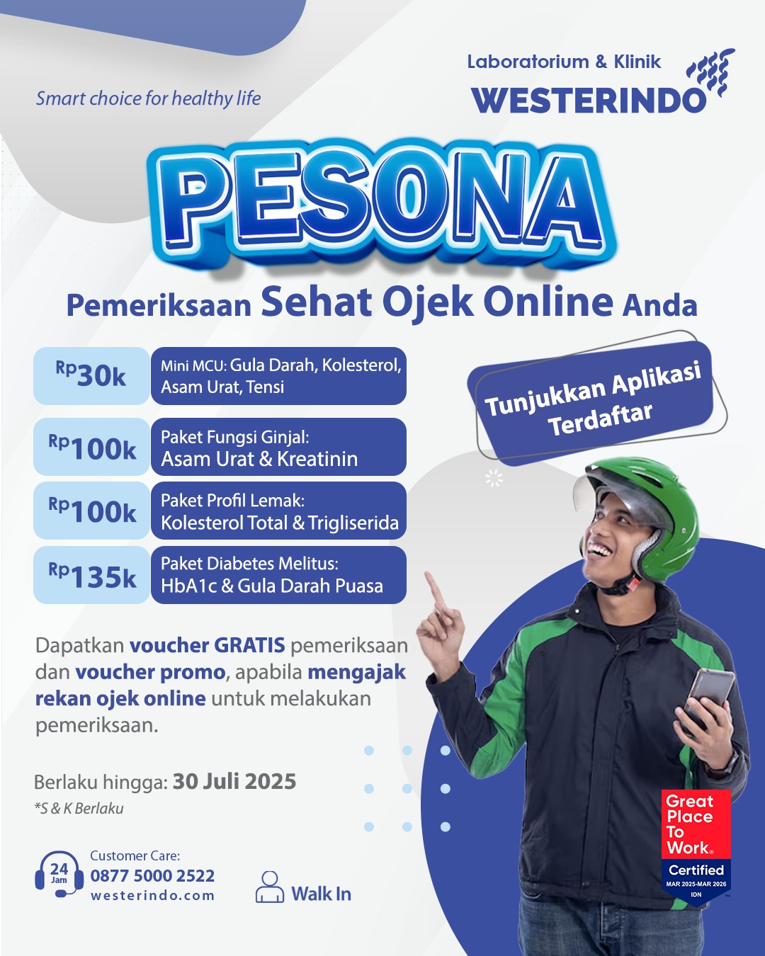 Pesona! Pemeriksaan Sehat Ojek Online Anda